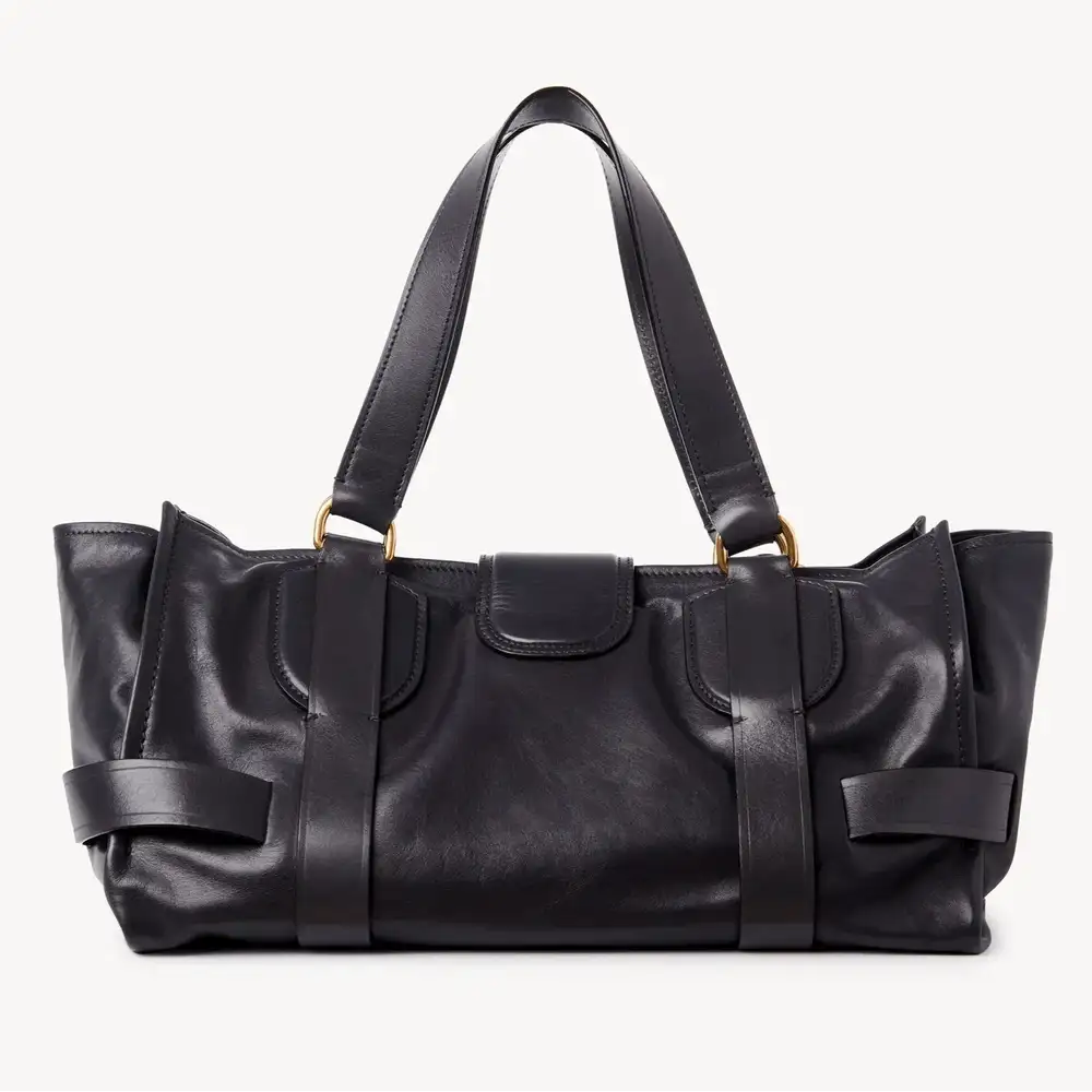 Chloe Kerala 25 Handbag In Soft Leather Black Navy Interior pockets 2