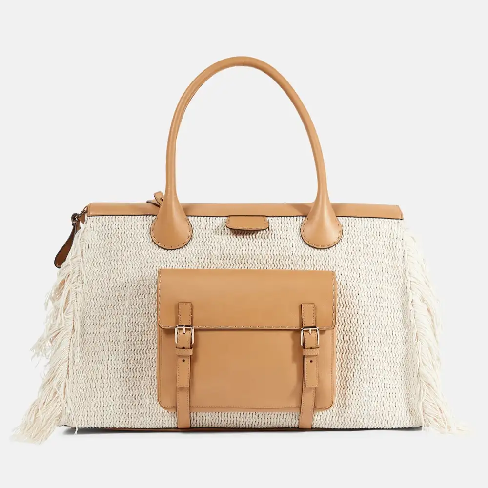 Chloé Edith Medium Cashmere And Leather Tote Gold