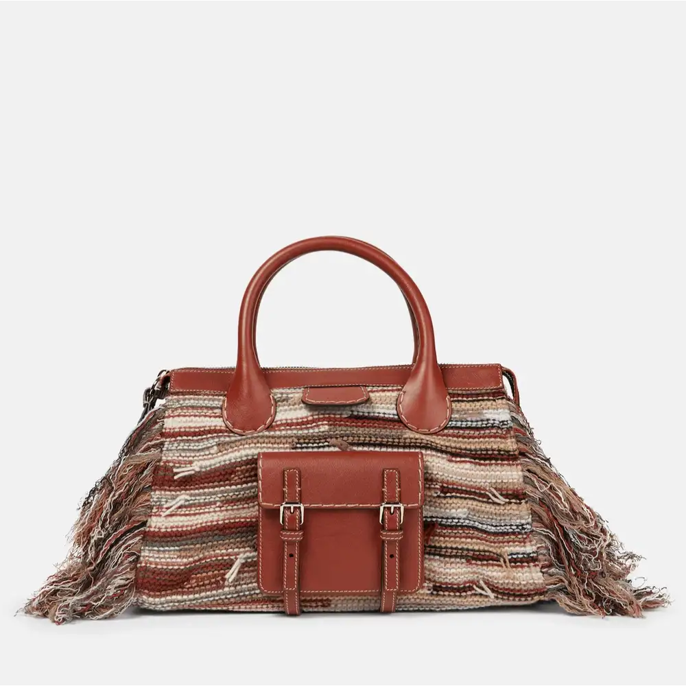 Chloé Edith Medium Cashmere And Leather Tote Multicolor 2