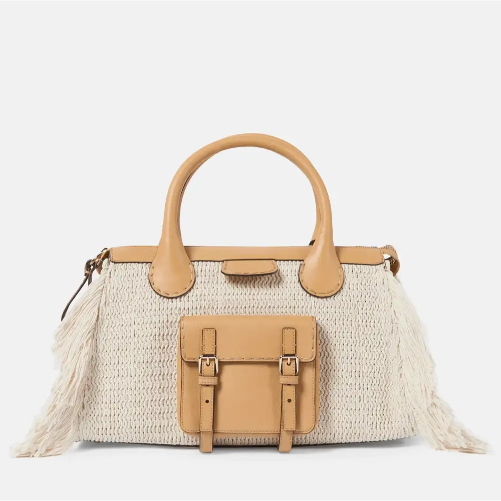 Chloé Edith Medium Fringed Tote Soft Tan