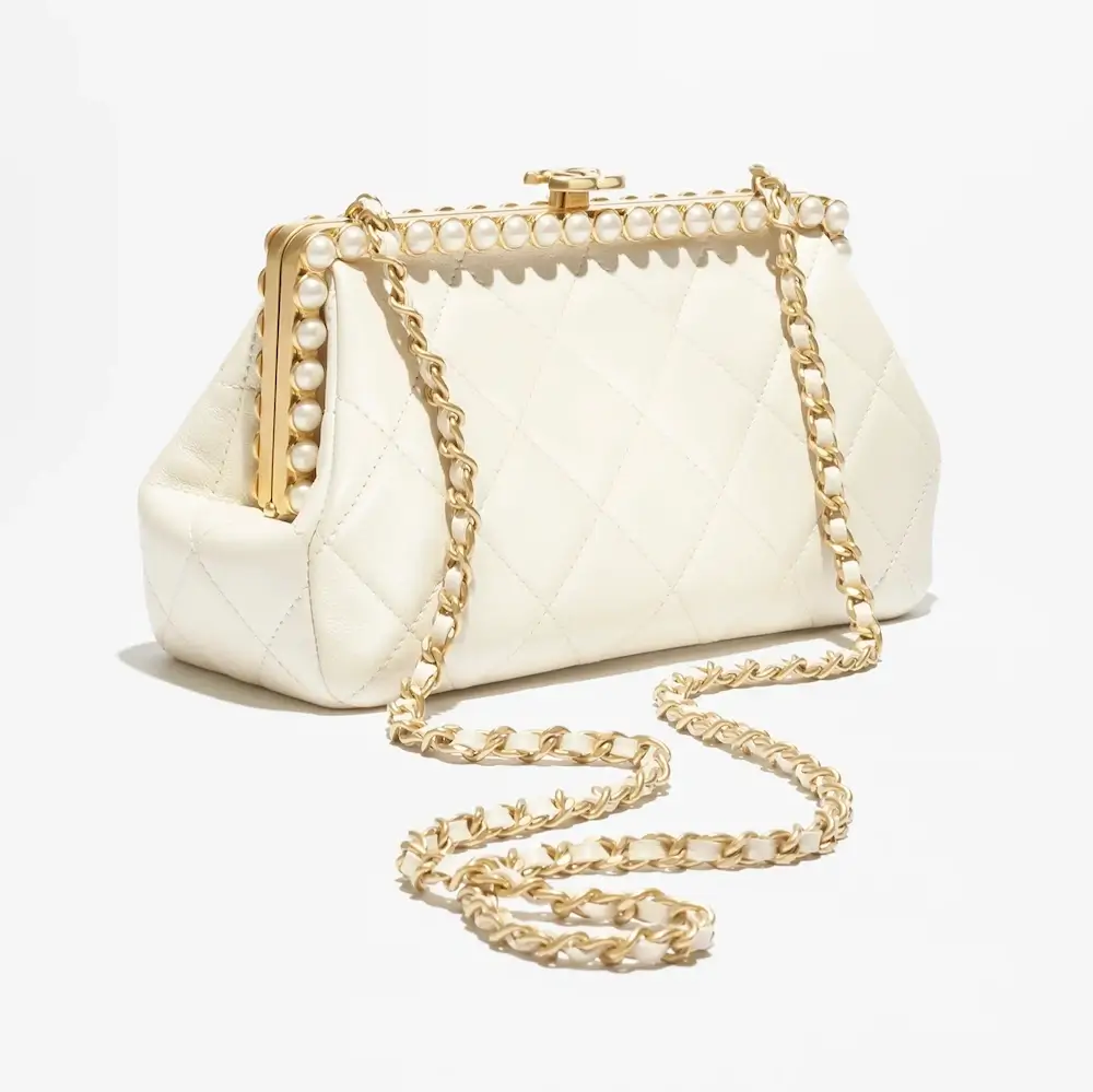 chanel clutch pearly lambskin imitation pearls gold tone metal AS5912B22675U4531 #2