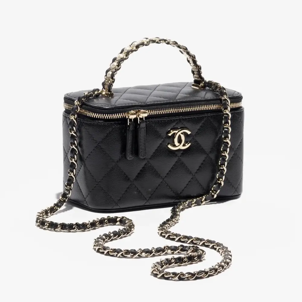 chanel long vanity with chain grained calfskin imitation pearl gold tone metal AP4940B2265494305