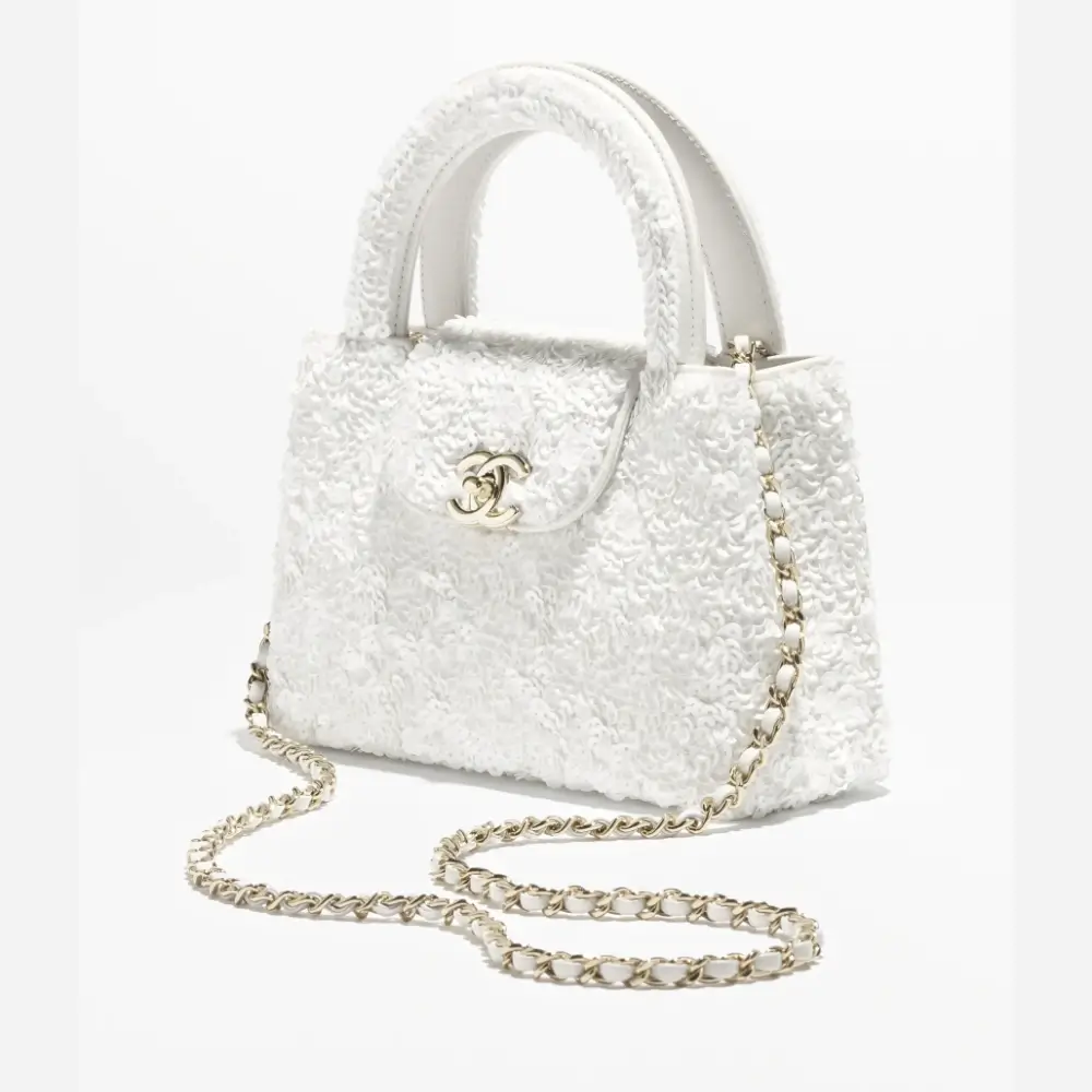 chanel mini shopping bag sequins gold tone metal AS4416B2275710601 #2