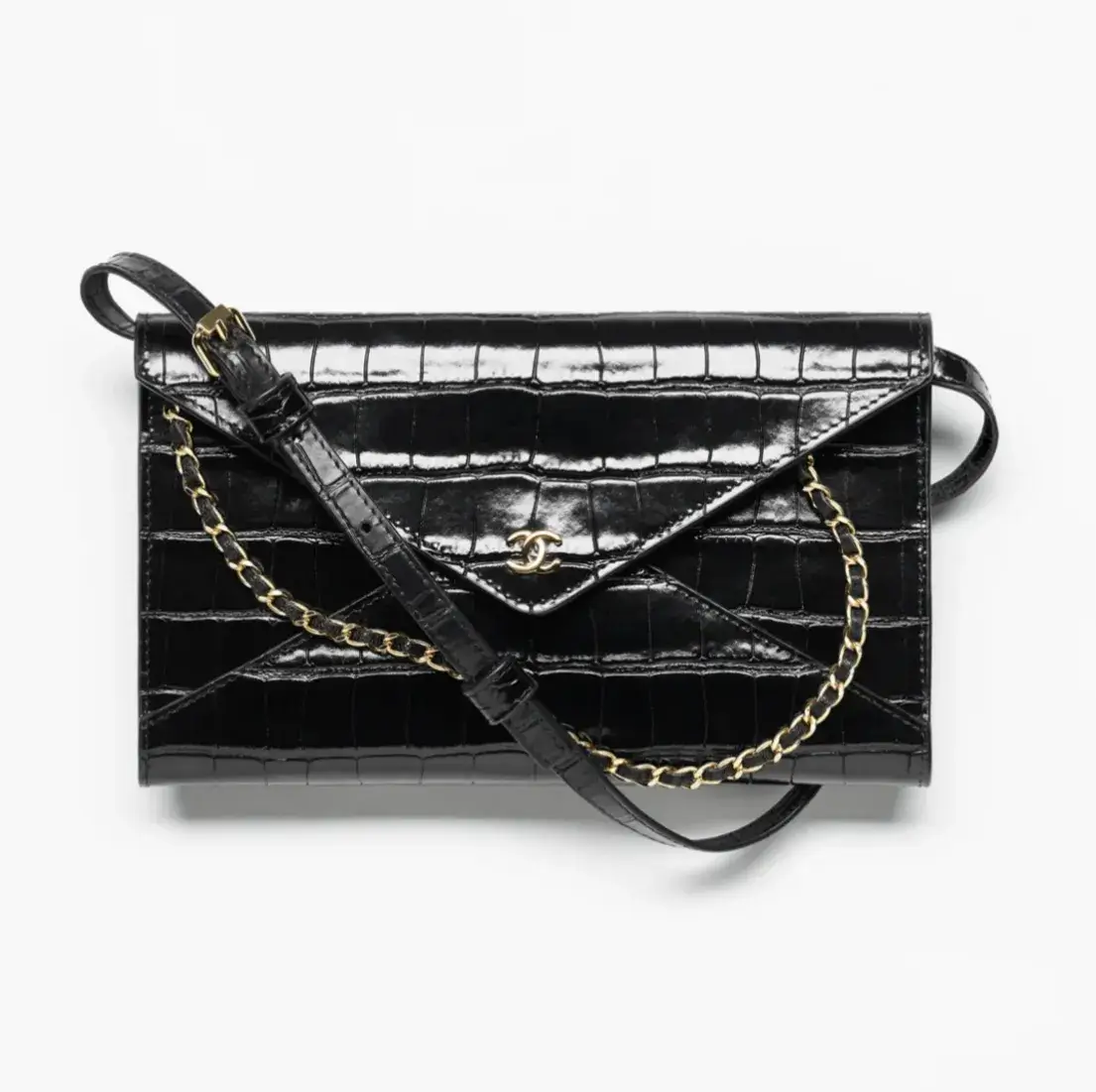 Chanel clutch-with-leather-strap-crocodile-embossed-calfskin-gold-tone-metal AP5232B2401394305 Chanel clutch with leather strap crocodile embossed calfskin gold tone metal AP5232B2401394305