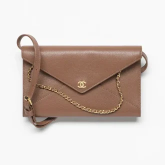 Chanel clutch with leather strap grained goatskin gold tone metal AP5232B23916U8391