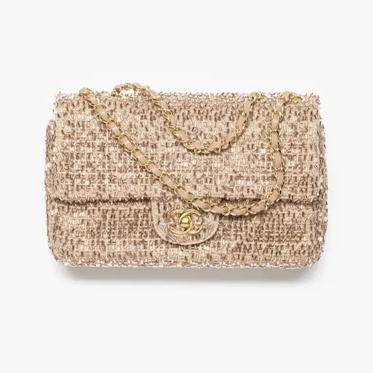 Chanel evening bag knit pearls gold tone metal AS4298B24513UA520