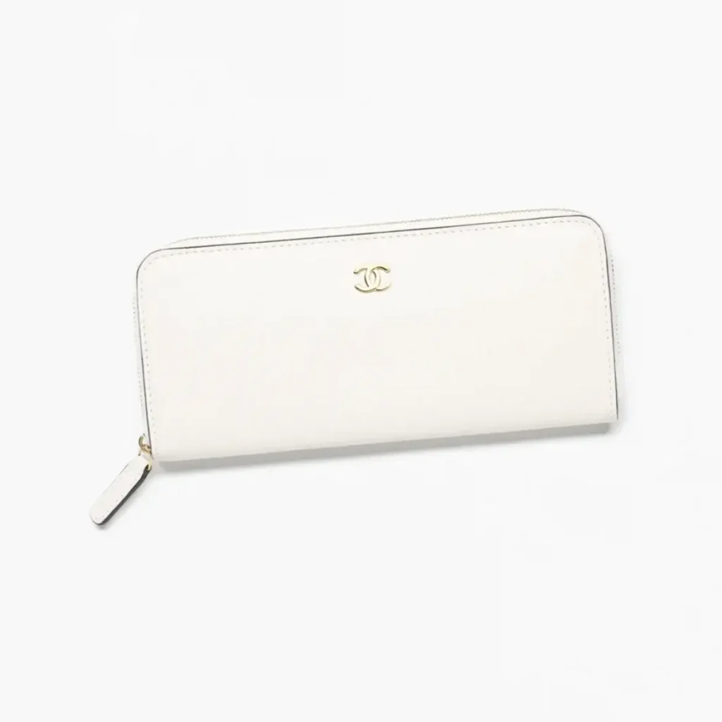 Chanel long zipped wallet grained goatskin gold tone metal AP5223B23783U8750