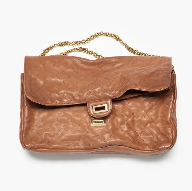 Chanel maxi 2 55 handbag patinated calfskin gold tone metal AS6165B23747U9357