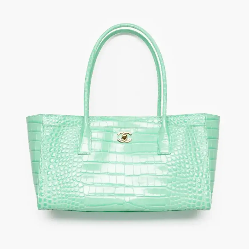 Chanel small shopping bag crocodile embossed calfskin gold tone metal AS6243B24144U8385