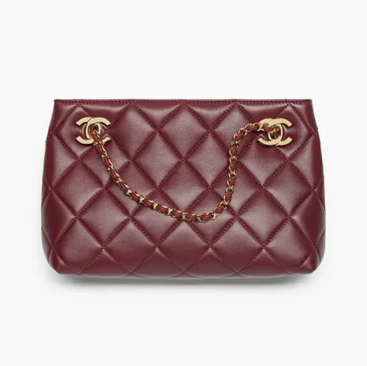 Chanel small shopping bag lambskin gold tone metal AS6248B24030U8393