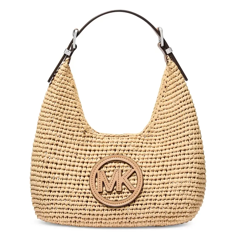 7. Micheal Kors Nolita Small Raffia Hobo Bag