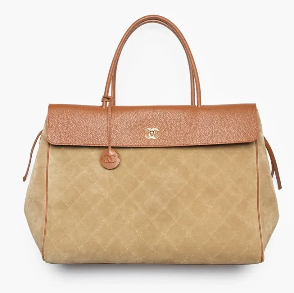 Chanel large tote suede calfskin grained calfskin gold tone metal AS6289B25073UB322