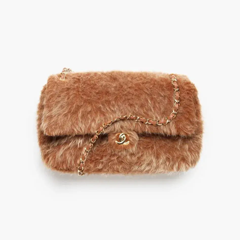 Chanel maxi flap bag shearling lambskin gold tone metal AS6281B25010UC189 copy