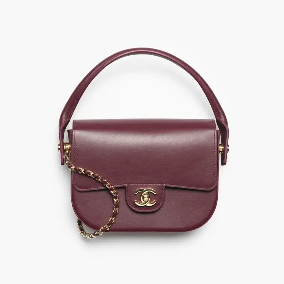 Chanel mini flap bag with top handle shiny calfskin gold tone metal AS6424B24791U8393