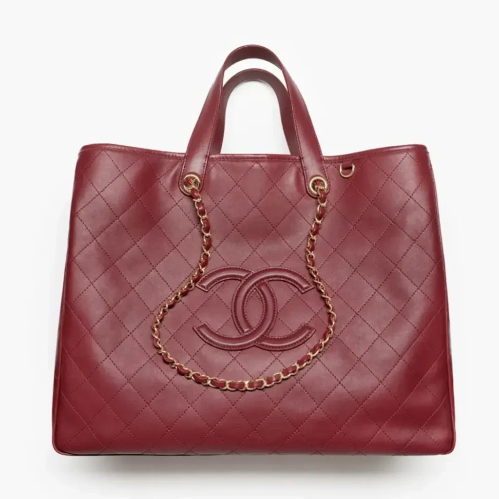Chanel large shopping bag calfskin gold tone metal AS6201B25388U7793