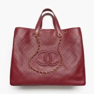 Chanel large shopping bag calfskin gold tone metal AS6201B25388U7793