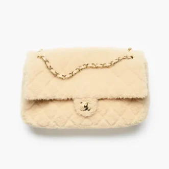 Chanel maxi flap bag shearling lambskin gold tone metal AS6627B25600U4037