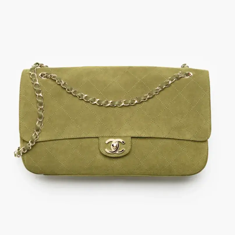 Chanel maxi flap bag suede calfskin gold tone metal AS6627B24009U3951