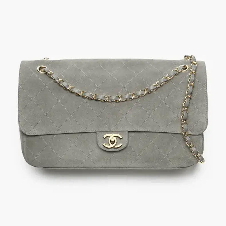 Chanel maxi flap bag suede calfskin gold tone metal AS6627B24009UA848