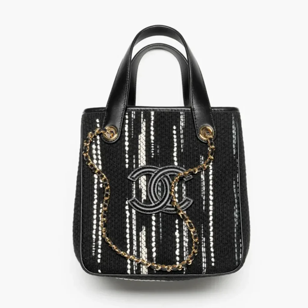 Chanel mini shopping bag canvas gold tone metal AS6199B25749UD595