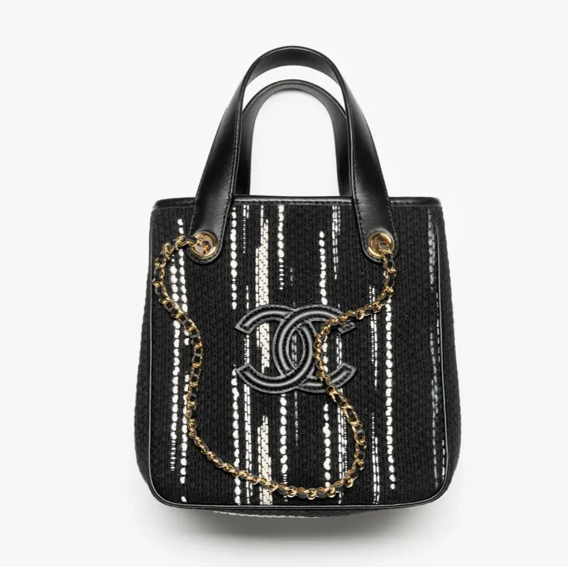 Chanel mini shopping bag canvas gold tone metal AS6199B25749UD595