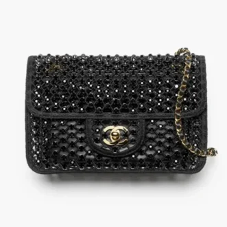 Chanel small flap bag mesh strass gold tone metal AS6353B2536794305
