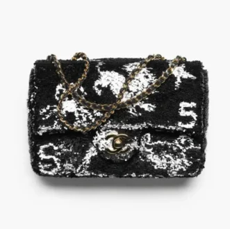 Chanel small flap bag sequins gold tone metal AS4561B25643UD294