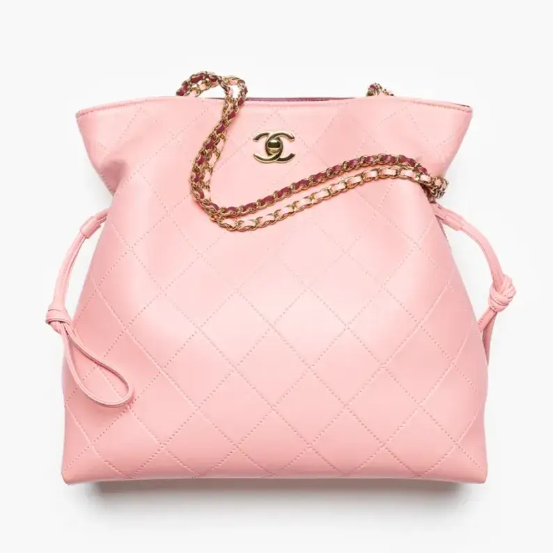 Chanel small shopping bag lambskin gold tone metal AS6495B25347UA954