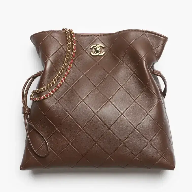 Chanel small shopping bag lambskin gold tone metal AS6495B25347UC476