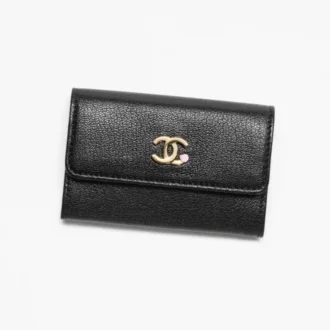 Chanel card holder grained goatskin enamel gold tone metal AP5298B25416UB900
