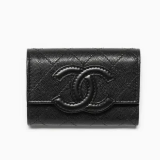 Chanel card holder shiny grained calfskin lambskin gold tone metal AP5457B2553794305