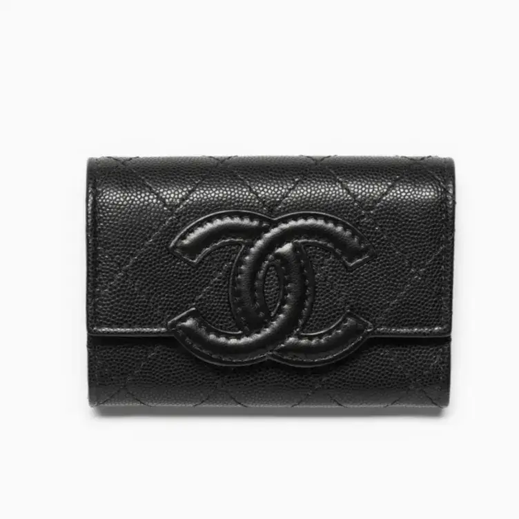 Chanel card holder shiny grained calfskin lambskin gold tone metal AP5457B2553794305