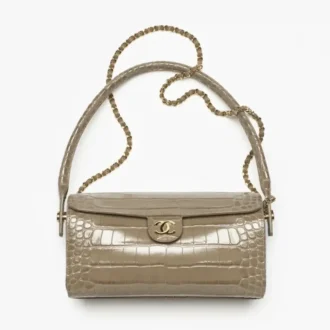 Chanel clutch with chain crocodile embossed calfskin gold tone metal AP5294B24812U8389