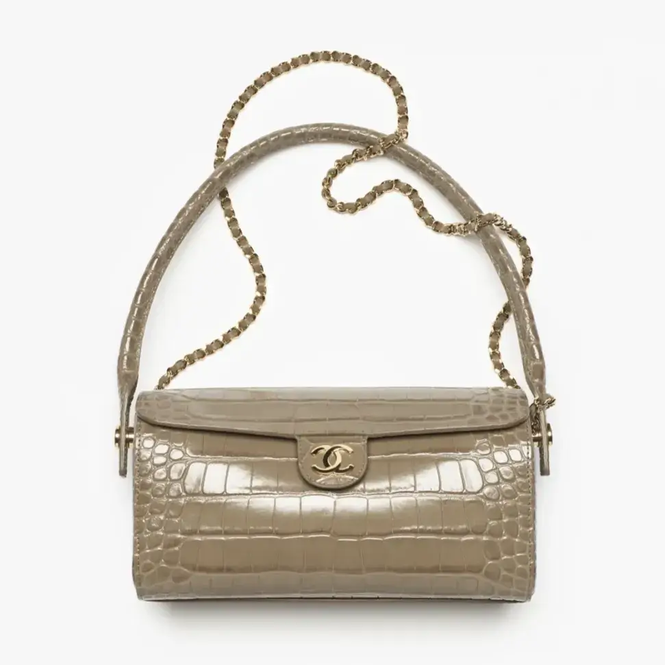 Chanel clutch with chain crocodile embossed calfskin gold tone metal AP5294B24812U8389