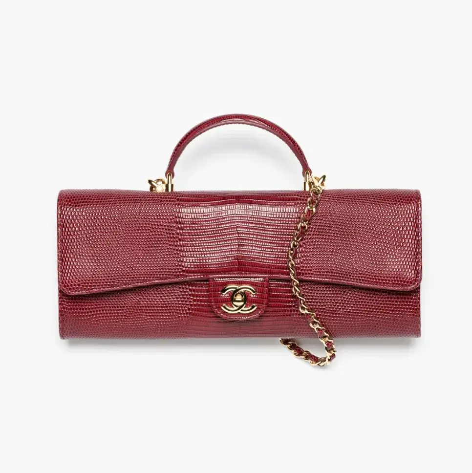 Chanel clutch with chain lizard embossed calfskin gold tone metal AP5280B24672U8393