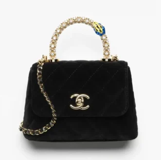 Chanel clutch with chain velvet strass enamel gold tone metal AP4244B2480594305