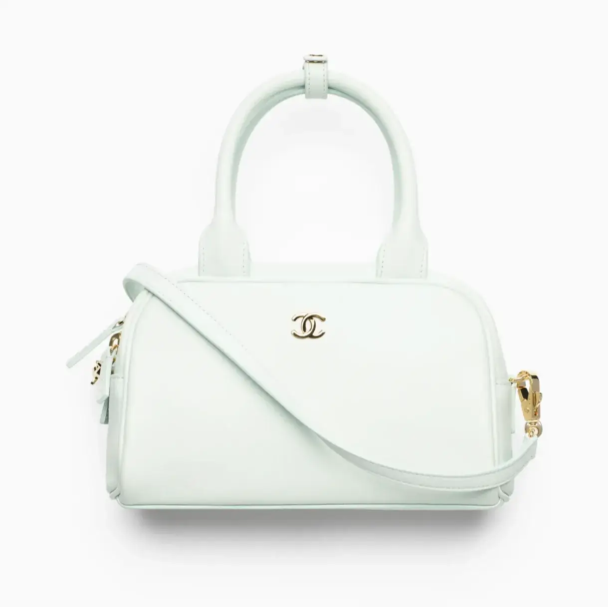 Chanel clutch with leather strap calfskin gold tone metal AP5528B23874U8376