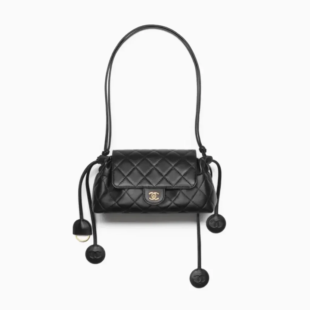 Chanel clutch with leather strap lambskin gold tone metal AP5406B2391494305