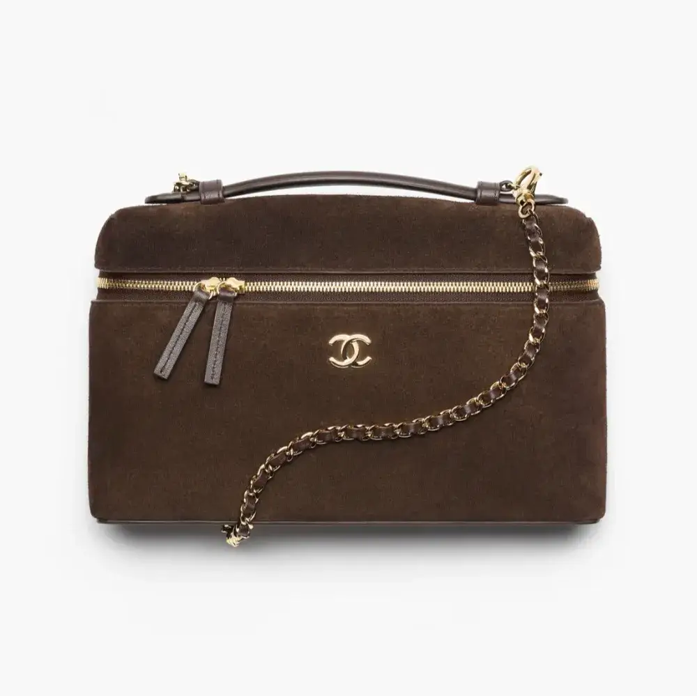 Chanel large vanity with chain suede calfskin gold tone metal AP5347B25019UA850