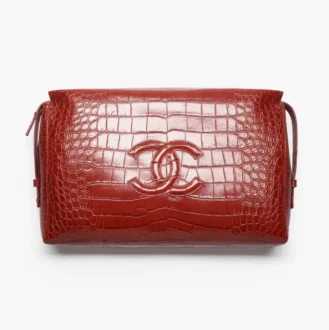 Chanel large zipped pouch crocodile embossed calfskin gold tone metal AP5326B25016U9048