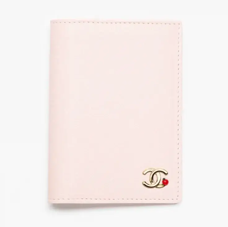 Chanel passport holder grained goatskin enamel gold tone metal AP5303B25417UB899