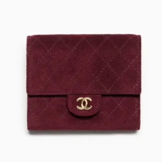Chanel small flap wallet suede calfskin gold tone metal AP5451B24009U7942