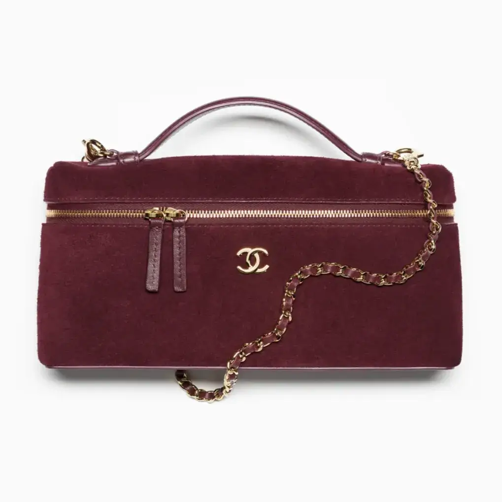 Chanel vanity with chain suede calfskin gold tone metal AP5436B25019U7942