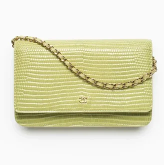 Chanel wallet on chain lizard embossed calfskin gold tone metal AP5440B25851UC018