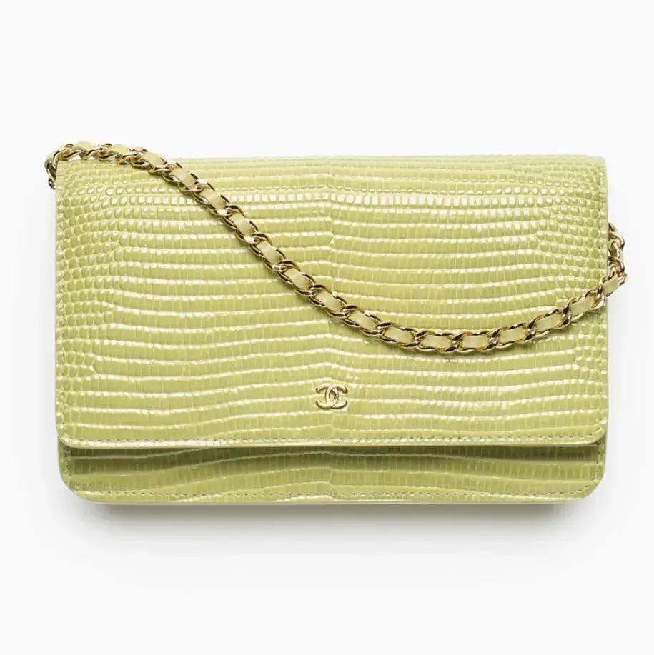 Chanel wallet on chain lizard embossed calfskin gold tone metal AP5440B25851UC018