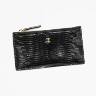 Chanel zipped card holder lizard embossed calfskin gold tone metal AP5402B2513094305