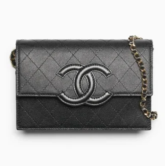 chanel wallet on chain shiny grained calfskin lambskin gold tone metal AP5455B2553794305