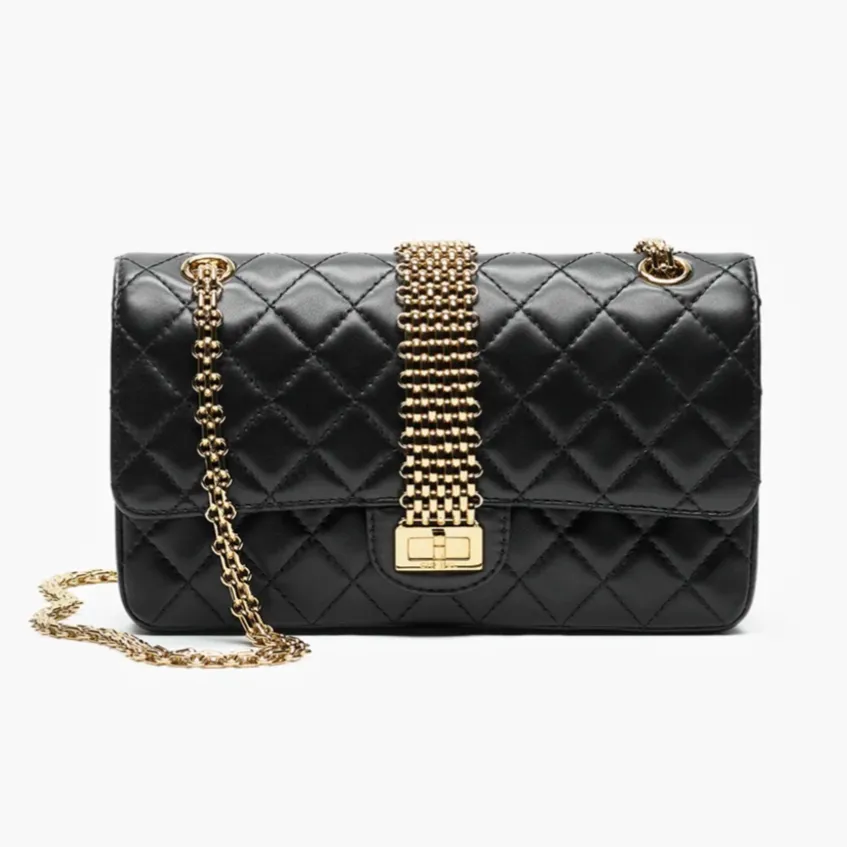 Chanel 2 55 handbag lambskin gold tone metal AS6522B2673794305