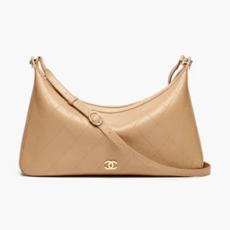 Chanel large hobo bag grained shiny calfskin gold tone metal AS6641B26213UC906