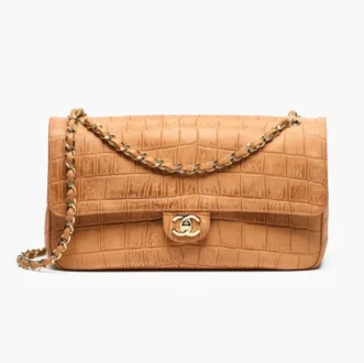 Chanel maxi flap bag suede crocodile calfskin gold tone metal AS6627B26736UD721